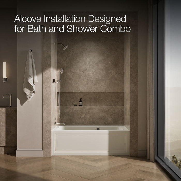 KOHLER K-1122-LAW Archer 60" x 32" alcove whirlpool bath with Bask heated surface, alcove left drain