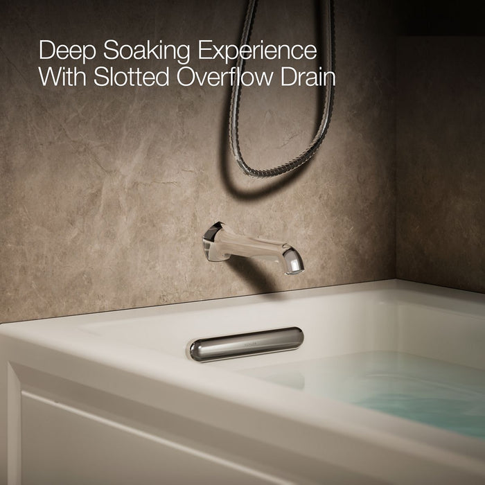 KOHLER K-1122-LAW Archer 60" x 32" alcove whirlpool bath with Bask heated surface, alcove left drain