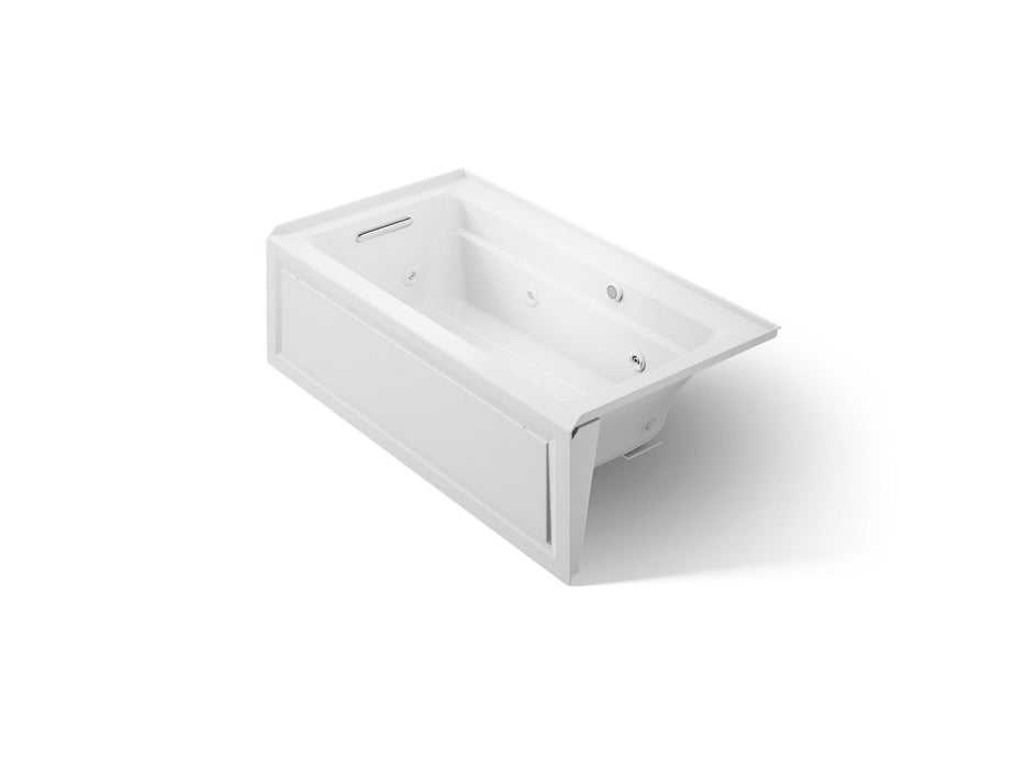 KOHLER K-1122-LAW Archer 60" x 32" alcove whirlpool bath with Bask heated surface, alcove left drain