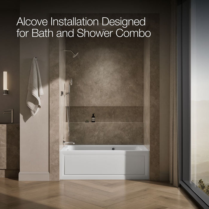 KOHLER K-1122-LAW Archer 60" x 32" alcove whirlpool bath with Bask heated surface, alcove left drain