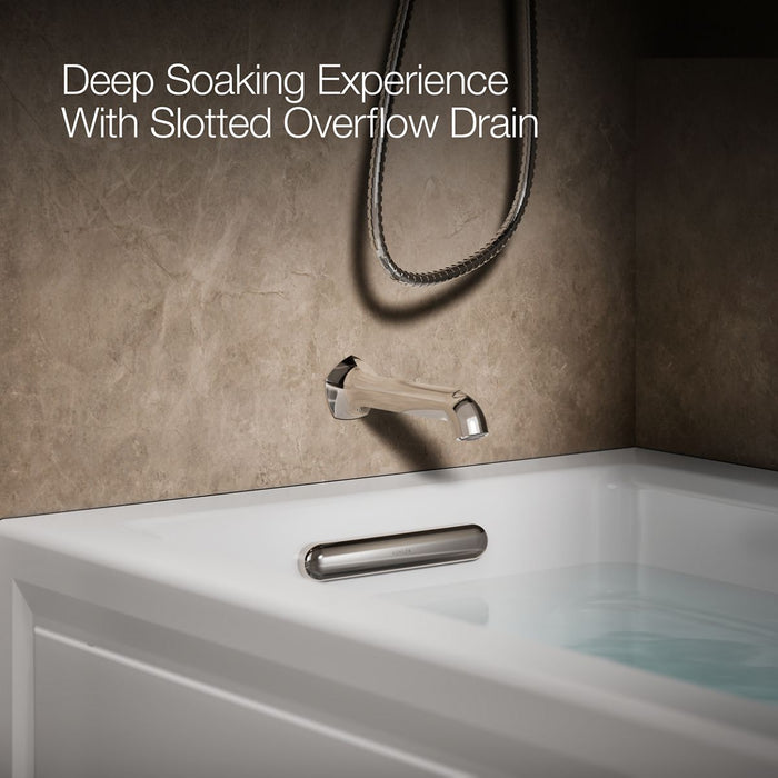 KOHLER K-1122-LAW Archer 60" x 32" alcove whirlpool bath with Bask heated surface, alcove left drain