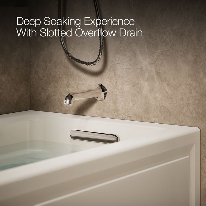 KOHLER K-1122-RA Archer 60" x 32" alcove whirlpool bath right drain, biscuit - view 4