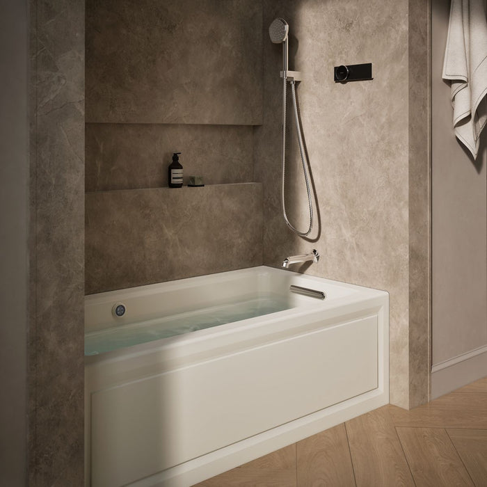 KOHLER K-1122-RAW Archer 60" x 32" alcove whirlpool bath with Bask heated surface, right drain, biscuit - view 3