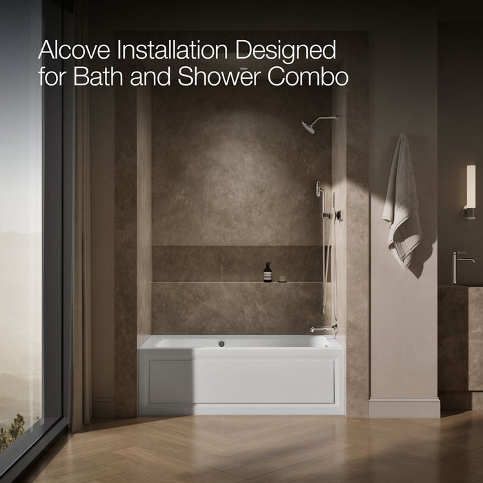 KOHLER K-1122-RAW Archer 60" x 32" alcove whirlpool bath with Bask heated surface, right drain, white - view 2