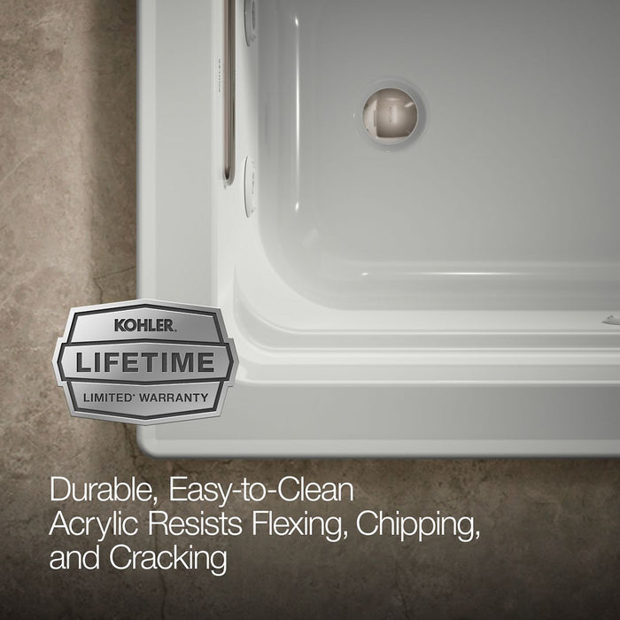 KOHLER K-1122-W1 Archer 60" x 32" drop-in whirlpool bath with and Bask heated surface, ice grey - view 4