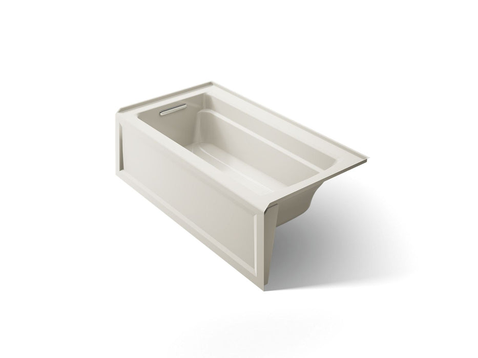 KOHLER K-1123-LAW Archer 60" x 32" alcove bath with Bask heated surface, left drain, biscuit