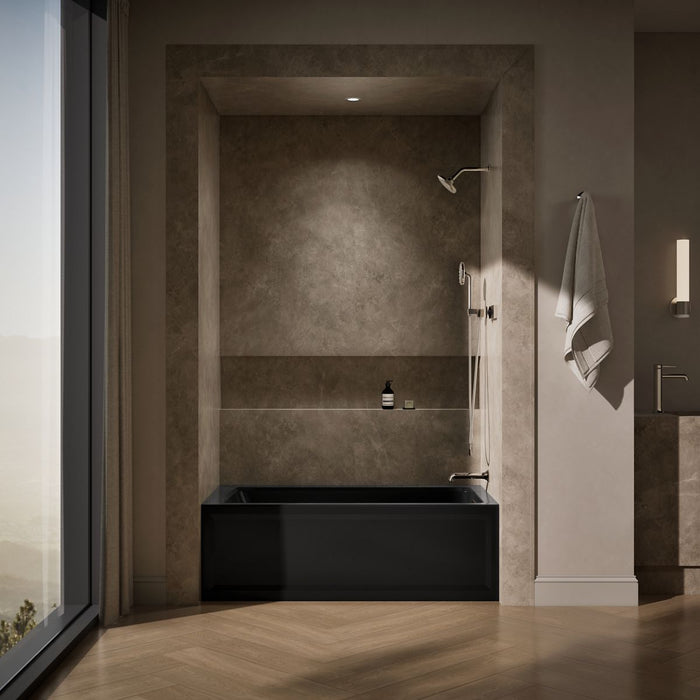 KOHLER K-1123-RAW Archer 60" x 32" alcove bath with Bask heated surface, right drain, black black - view 5