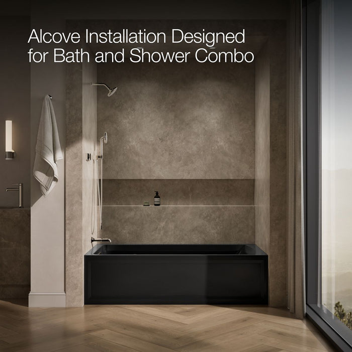 KOHLER K-1124-GHLA Archer 72" x 36" alcove Heated BubbleMassage air bath, left drain, black black - view 2
