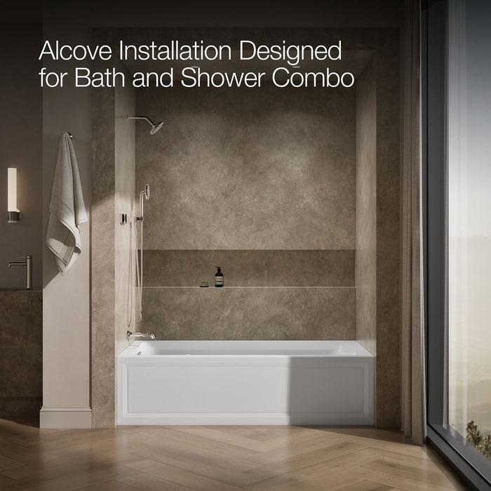 KOHLER K-1124-GHLA Archer 72" x 36" alcove Heated BubbleMassage air bath, left drain, white - view 3