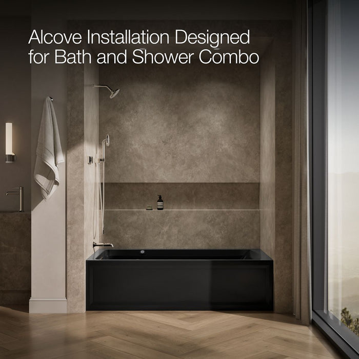 KOHLER K-1124-GHLAW Archer 72" x 36" alcove Heated BubbleMassage air bath with Bask heated surface, left drain, black...