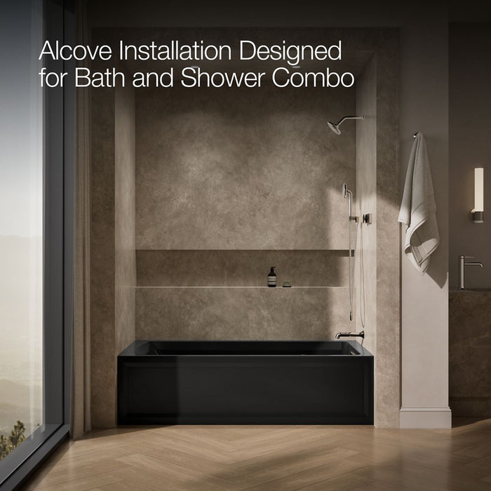 KOHLER K-1124-GHRA Archer 72" x 36" alcove Heated BubbleMassage air bath, right drain, black black - view 2