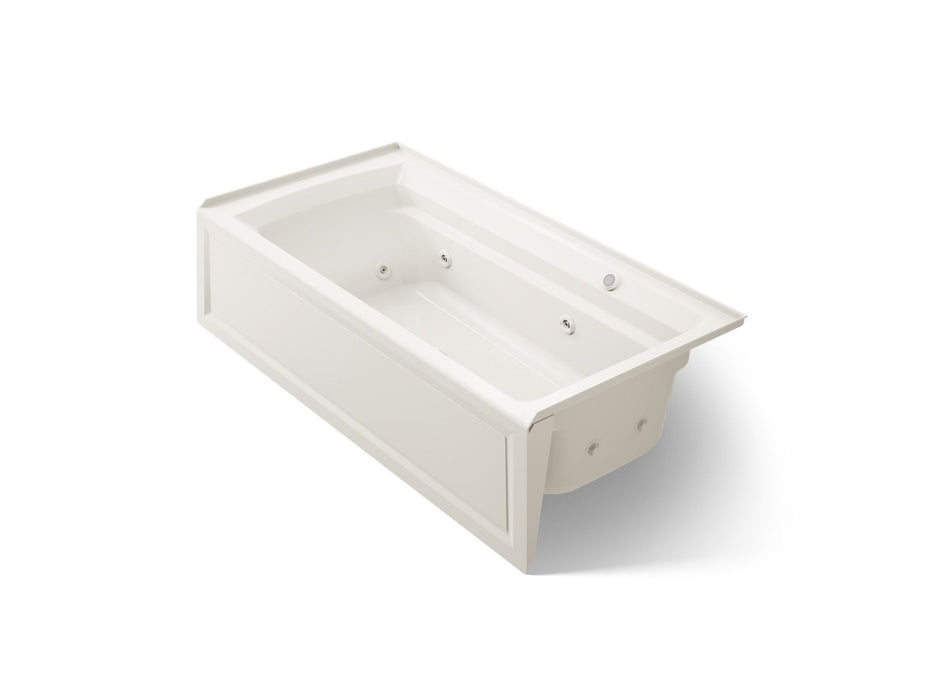 KOHLER K-1124-RAW Archer 72" x 36" alcove whirlpool bath with Bask heated surface, right drain, biscuit