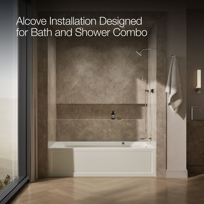 KOHLER K-1124-RAW Archer 72" x 36" alcove whirlpool bath with Bask heated surface, right drain, biscuit - view 2