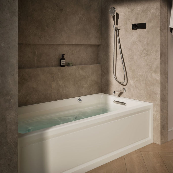 KOHLER K-1124-RAW Archer 72" x 36" alcove whirlpool bath with Bask heated surface, right drain, biscuit - view 3