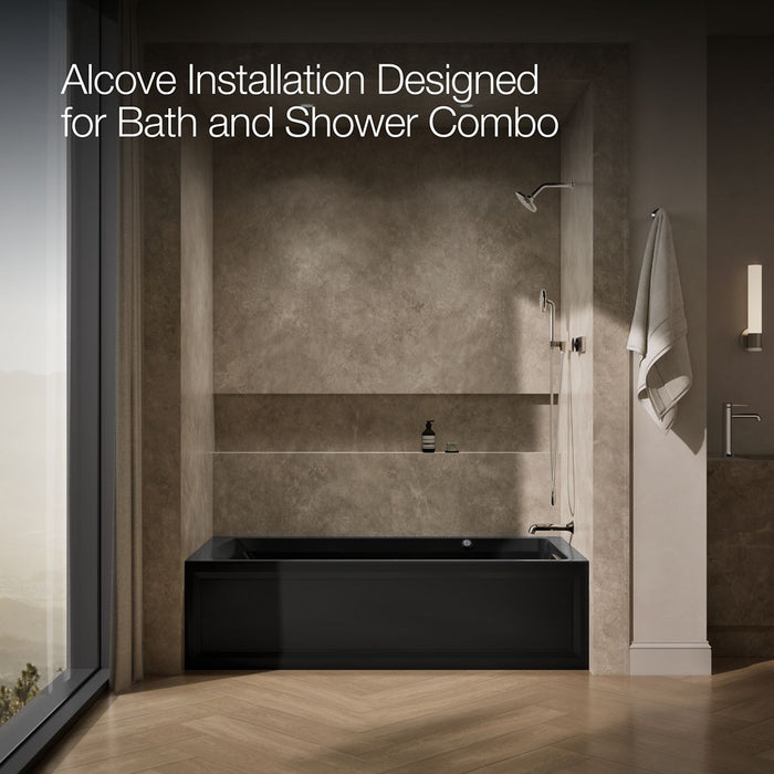 KOHLER K-1124-RAW Archer 72" x 36" alcove whirlpool bath with Bask heated surface, right drain, black black - view 2