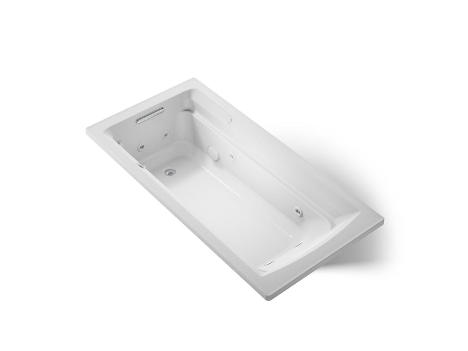 KOHLER K-1124-W1 Archer 72" x 36" drop-in whirlpool bath with Bask heated surface, ice grey