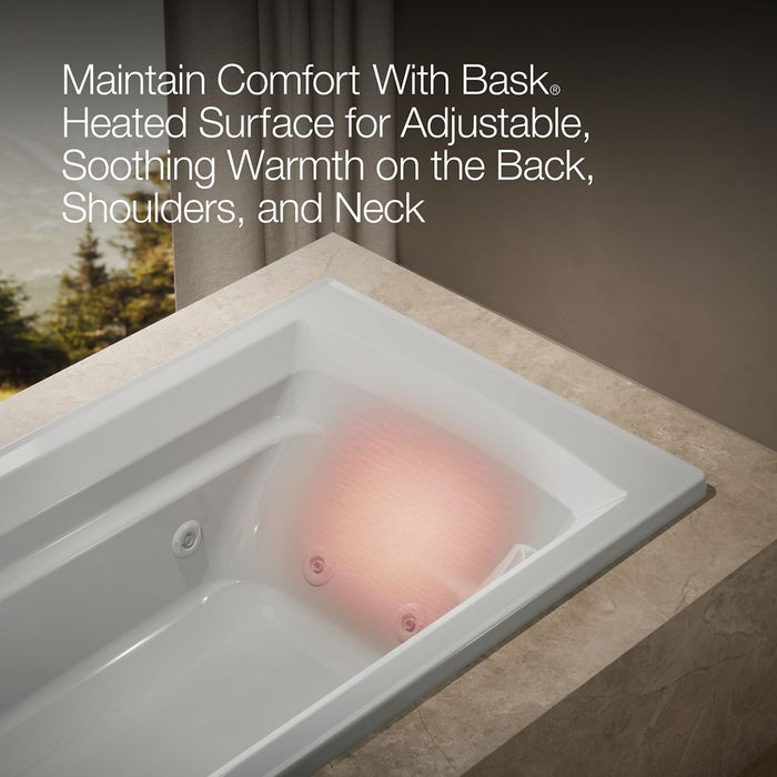 KOHLER K-1124-W1 Archer 72" x 36" drop-in whirlpool bath with Bask heated surface, ice grey - view 5