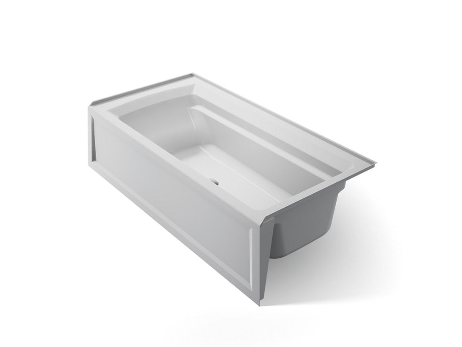 KOHLER K-1125-RAW Archer 72" x 36" alcove bath with Bask heated surface, alcove, right drain, ice grey