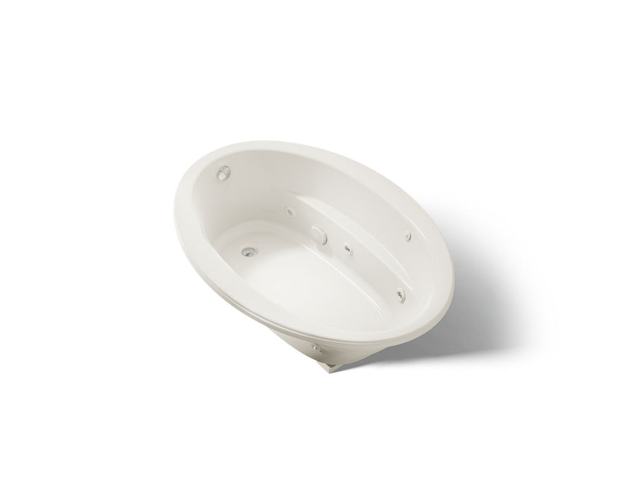 KOHLER K-1162-W1 Sunward 60" x 42" drop-in whirlpool bath with Bask heated surface, biscuit