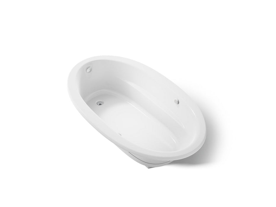 KOHLER K-1164-GHW Sunward 72" x 42" drop-in Heated BubbleMassage air bath with Bask heated surface, white