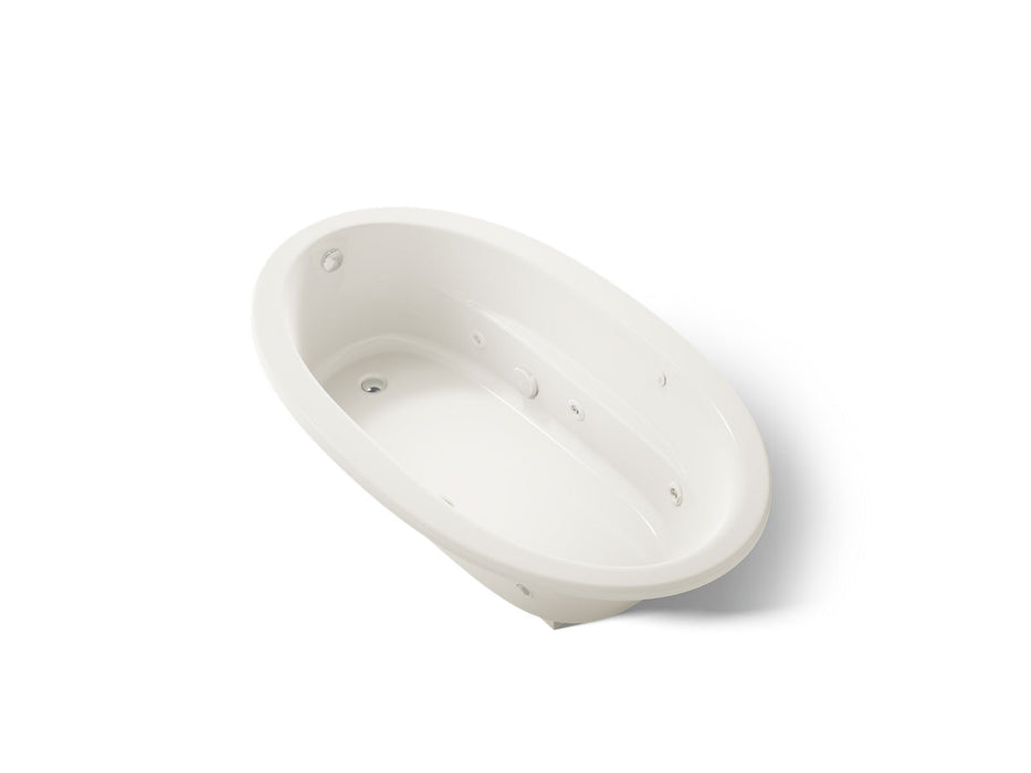 KOHLER K-1164-W1 Sunward 72" x 42" drop-in whirlpool bath with Bask heated surface, biscuit
