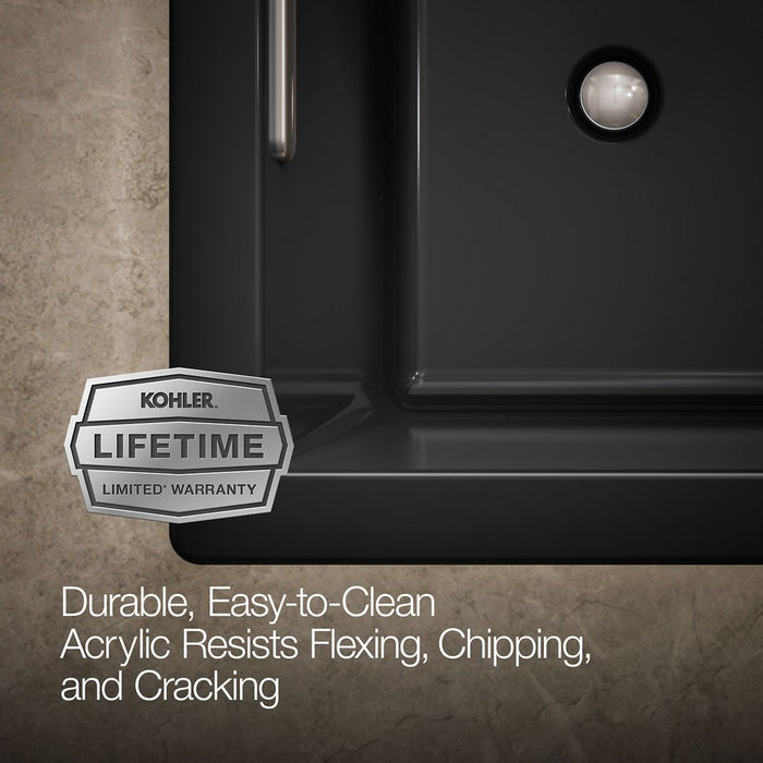 KOHLER K-1173-GH Underscore 66" x 36" drop-in Heated BubbleMassage air bath, black black - view 5