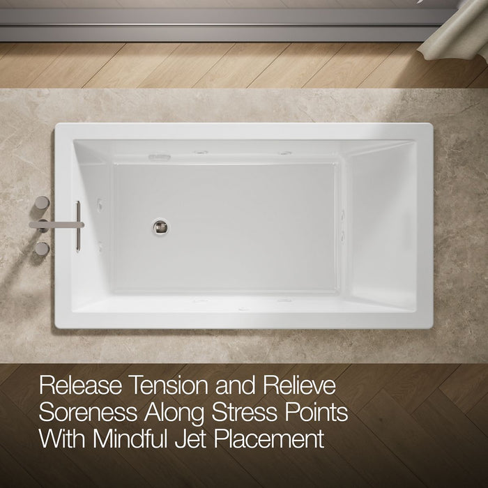 KOHLER K-1173-JH Underscore 66" x 36" drop-in heated whirlpool bath