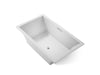 KOHLER K-1174-GH Underscore 72" x 42" drop-in Heated BubbleMassage air bath, ice grey