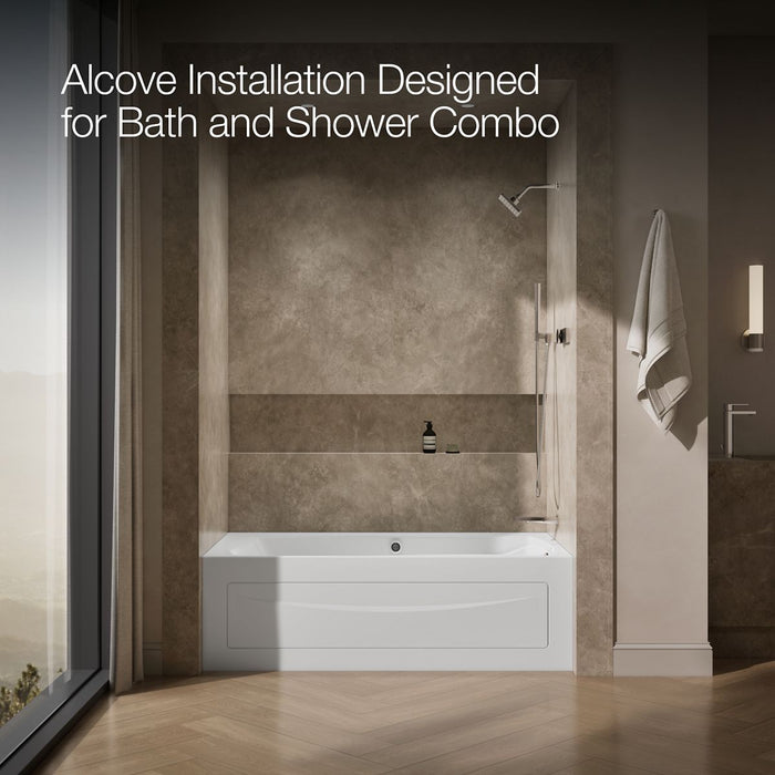 KOHLER K-1224-GHRAW Mariposa 66" x 36" alcove Heated BubbleMassage air bath with Bask heated surface, right drain