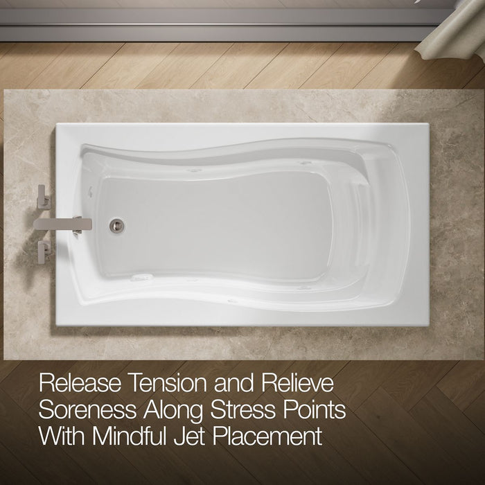 KOHLER K-1224-H Mariposa 66" x 35-7/8" drop-in whirlpool bath with end drain and heater, white - view 4