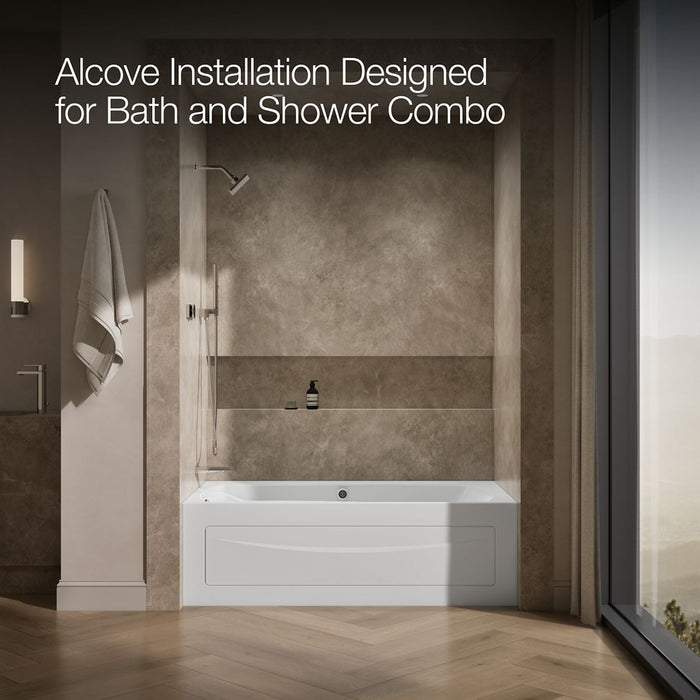 KOHLER K-1224-LA Mariposa 66" x 36" alcove whirlpool with alcove, left drain, white - view 2