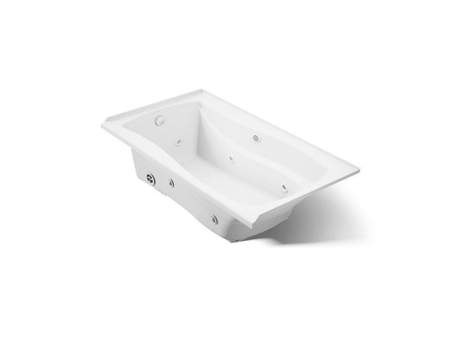 KOHLER K-1224-LW Mariposa 66" x 36" alcove whirlpool bath with Bask heated surface, left drain, white