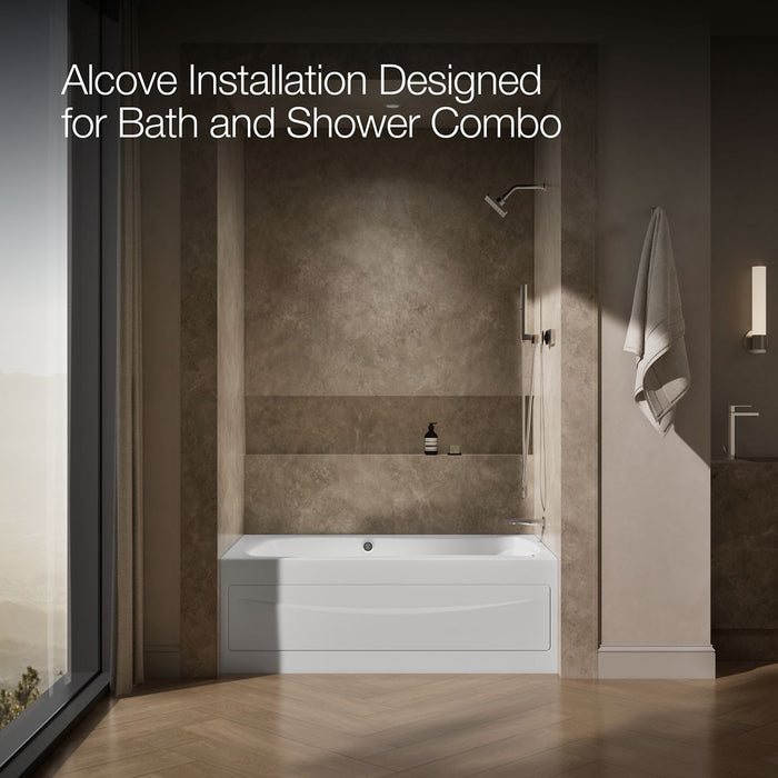 KOHLER K-1239-GHRAW Mariposa 60" x 36" alcove Heated BubbleMassage air bath with Bask heated surface, right drain, white...