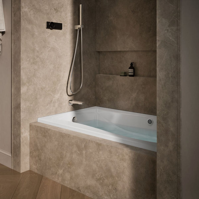 KOHLER K-1239-LW Mariposa 60" x 36" alcove whirlpool bath with Bask heated surface, left drain, white - view 2