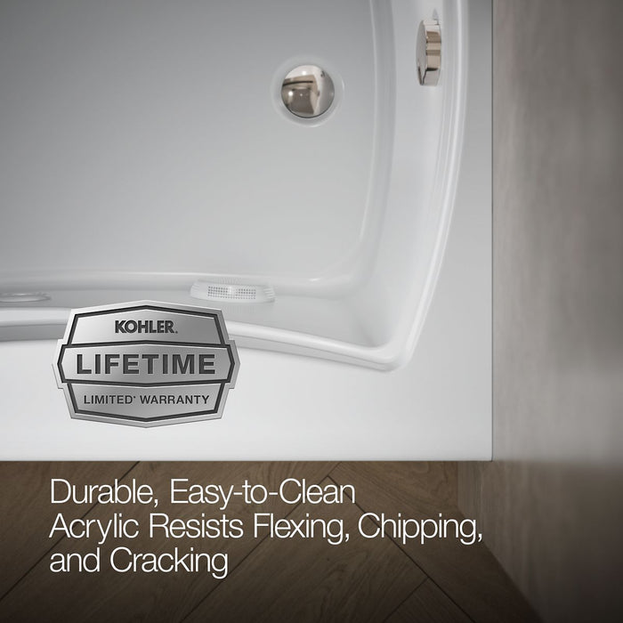KOHLER K-1239-RA Mariposa 60" x 36" alcove whirlpool, right drain and adjustable jets, white - view 4