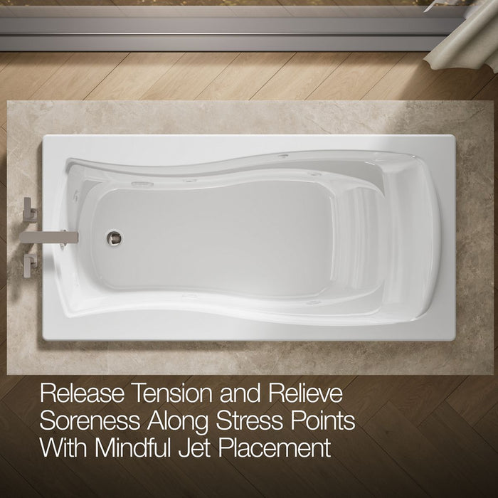 KOHLER K-1257-HB Mariposa 72" x 36" drop-in whirlpool bath with end drain, custom pump location and heater, white - view 5