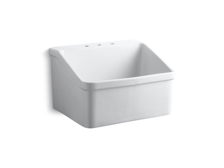 KOHLER K-12794 Hollister 28" x 22" bracket-mount utility sink with 8" widespread faucet holes
