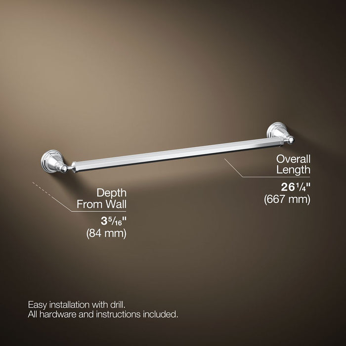 KOHLER K-13109 Pinstripe 24" towel bar, polished chrome - view 4