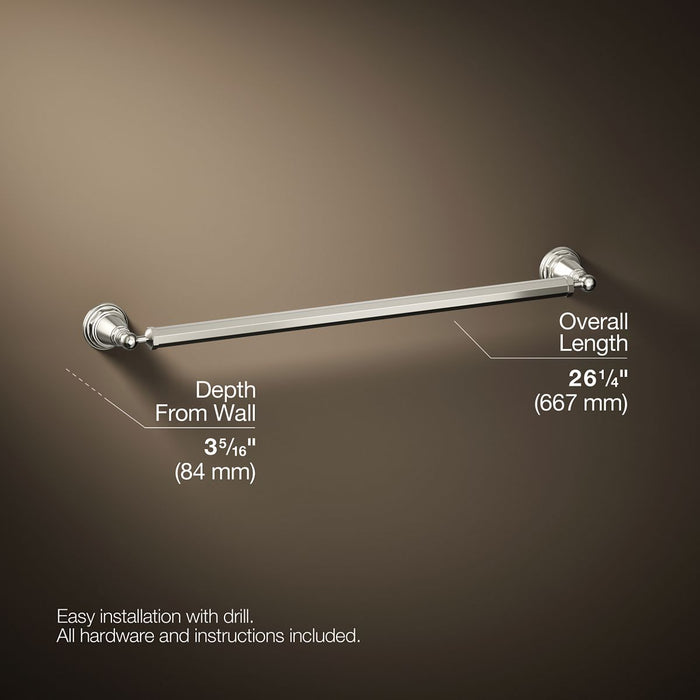 KOHLER K-13109 Pinstripe 24" towel bar, vibrant polished nickel - view 5