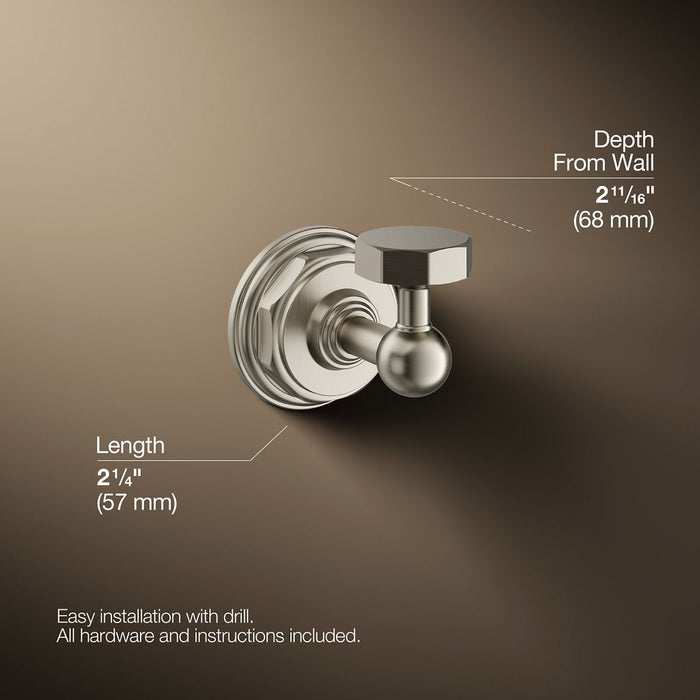 KOHLER K-13113 Pinstripe Robe hook, vibrant brushed nickel - view 5