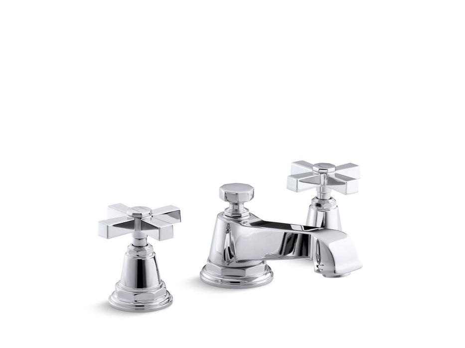 KOHLER K-13132-3A Pinstripe Widespread bathroom sink faucet with Cross handles, 1.2 gpm, polished chrome