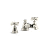 KOHLER K-13132-3A Pinstripe Widespread bathroom sink faucet with Cross handles, 1.2 gpm, vibrant polished nickel