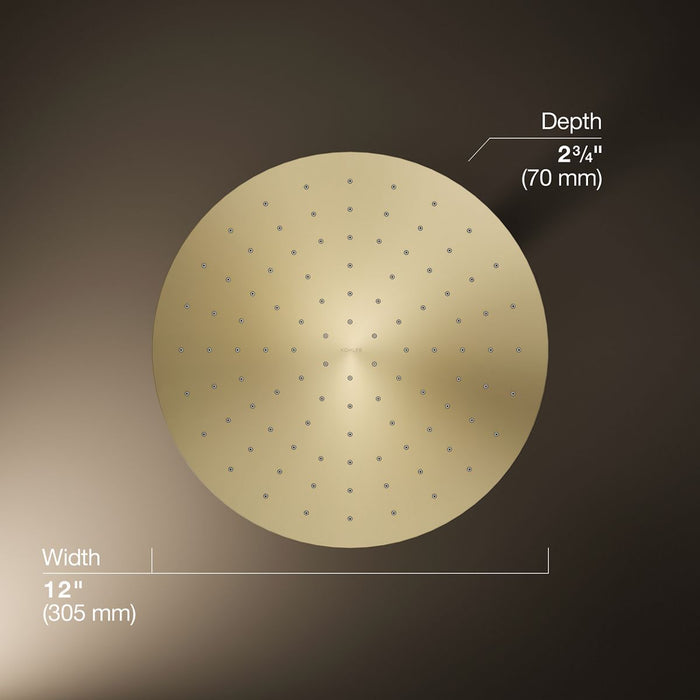 KOHLER K-13690 Contemporary Round 12" single-function rainhead, 2.5 gpm, vibrant french gold - view 5