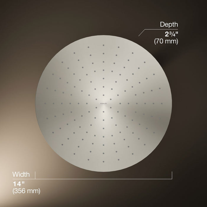 KOHLER K-13691 Contemporary Round 14” single-function rainhead, 2.5 gpm, vibrant polished nickel - view 5
