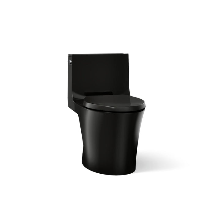 KOHLER K-1381-TBH Veil One-piece Elongated Toilet with Skirted Trapway, Dual-flush, Black Black - 3/4 view of product
