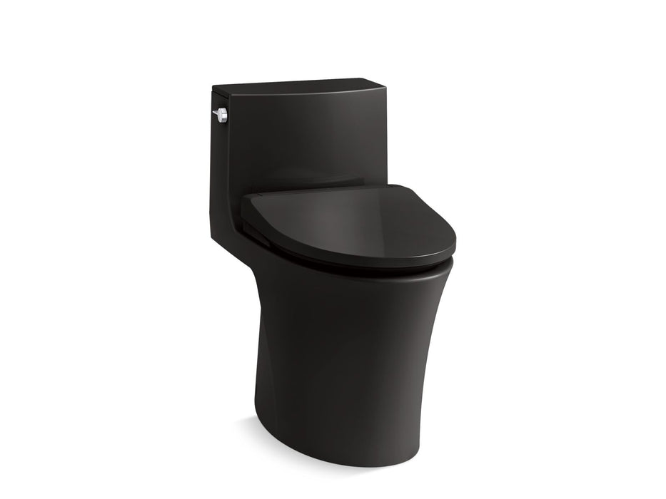 KOHLER K-1381-TBHHC Veil Hidden Cord One-piece Elongated Toilet with Skirted Trapway, Dual-flush, Black Black - 3/4 view of p