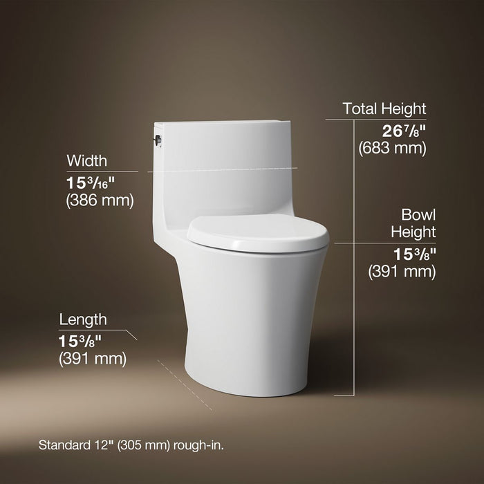 KOHLER K-1381-0 K-1381 Veil One-piece Elongated Toilet with Skirted Trapway, Dual-flush, white - view 3