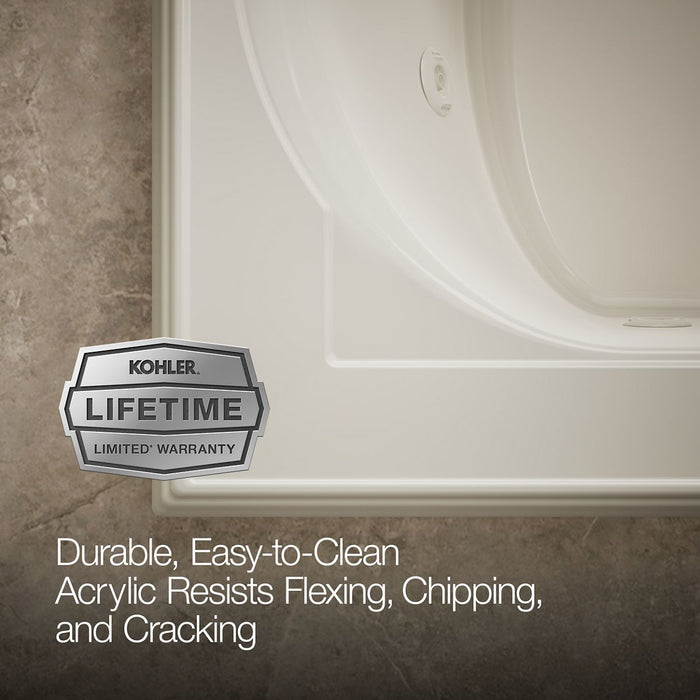 KOHLER K-1418-JHH Memoirs 72" x 42" drop-in whirlpool bath, biscuit - view 5