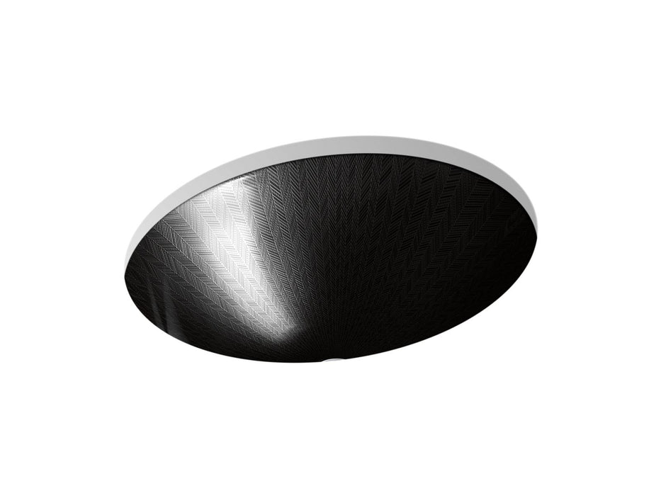 KOHLER K-14218-HD2 Sartorial 19-1/4" oval undermount bathroom sink, no overflow, black sartorial herringbone