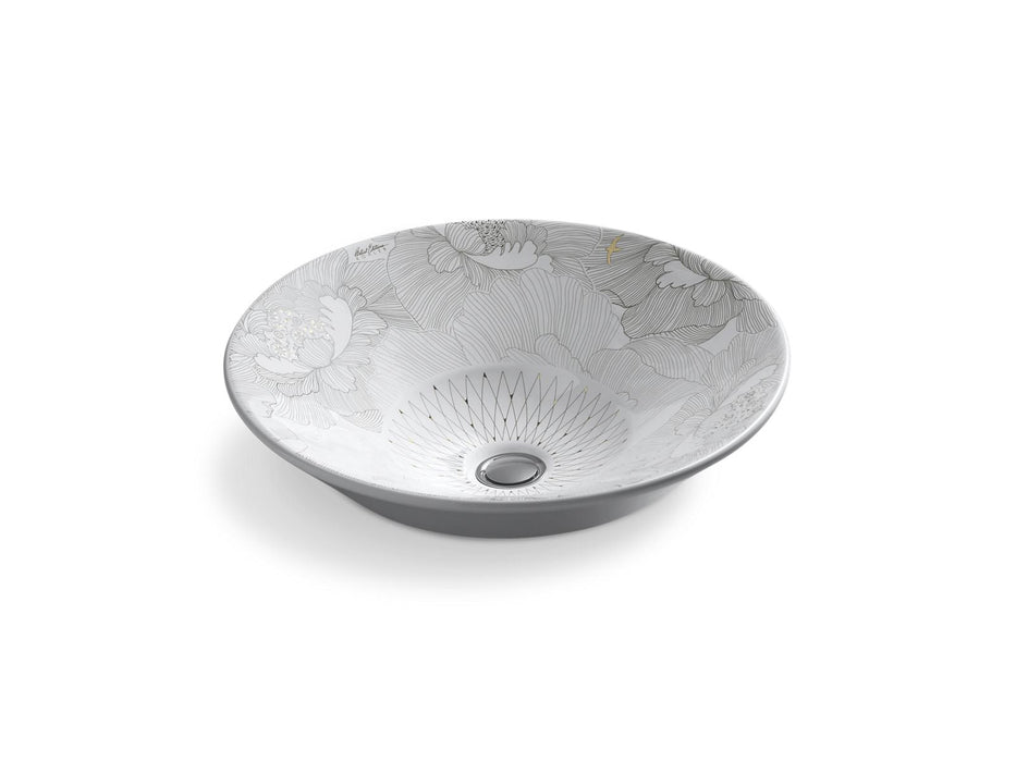 KOHLER K-14223-SMC Empress Bouquet Conical Bell Conical Bell 16-1/4" round vessel bathroom sink, no overflow